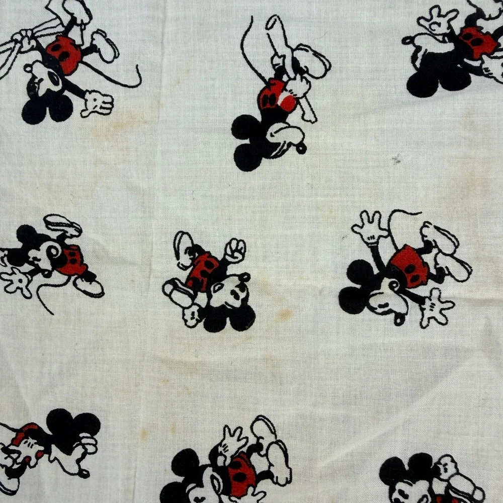 Vintage Walt Disney Productions Mickey Mouse Red White Cotton Bandana RN 33100